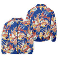 Royal Blue Japanese Floral Pattern Golf Shirt, Mens Golf Apparel, Printed Golf Shirts