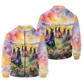 Watercolor Witch Gathering Halloween Golf Polo Shirt, Printed Golf Shirts, Golf Polo Shirts For Men