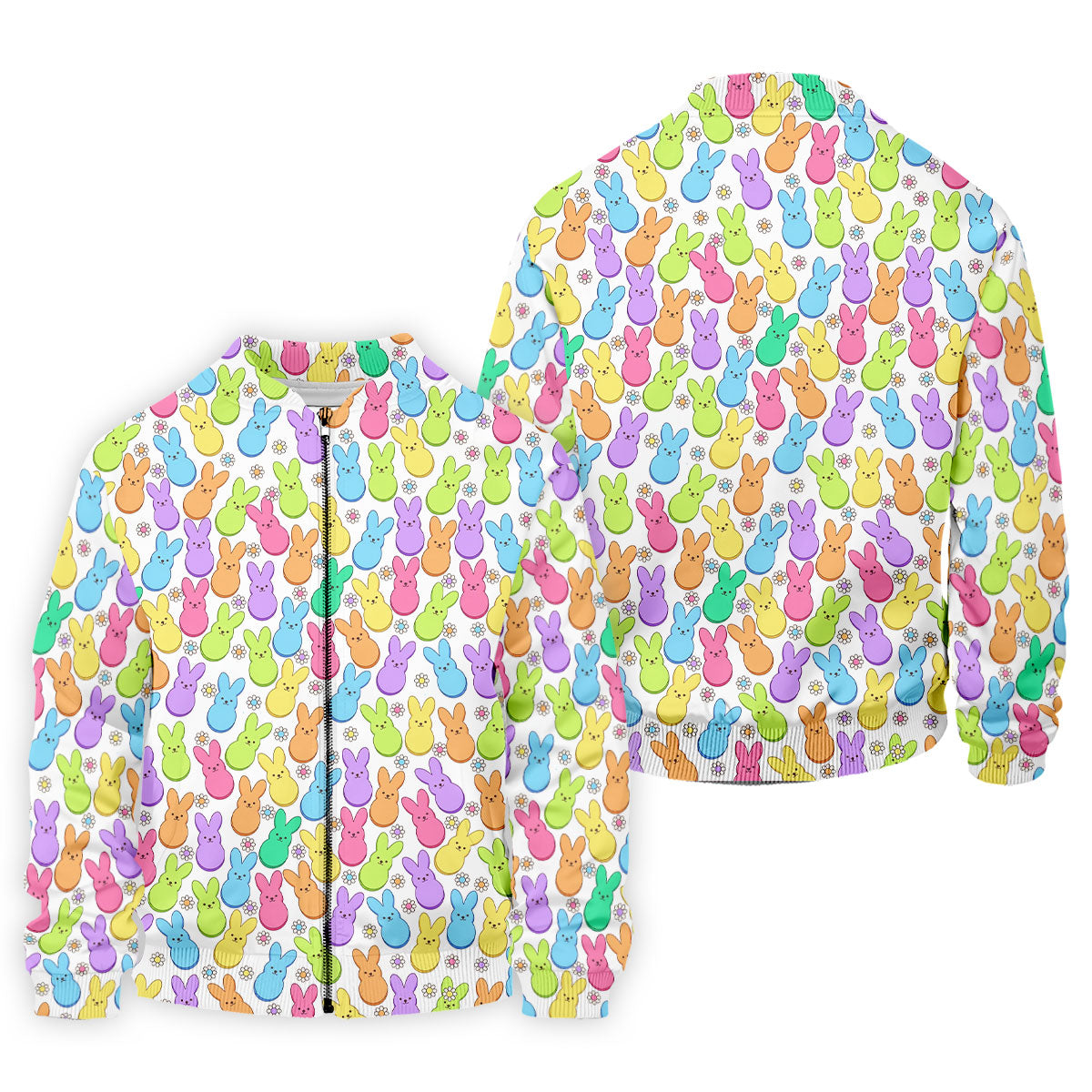 Pastel Easter Peeps Daisy Pattern Golf Shirts For Men, Cute Golf Outfit, Polo Shirts For Men