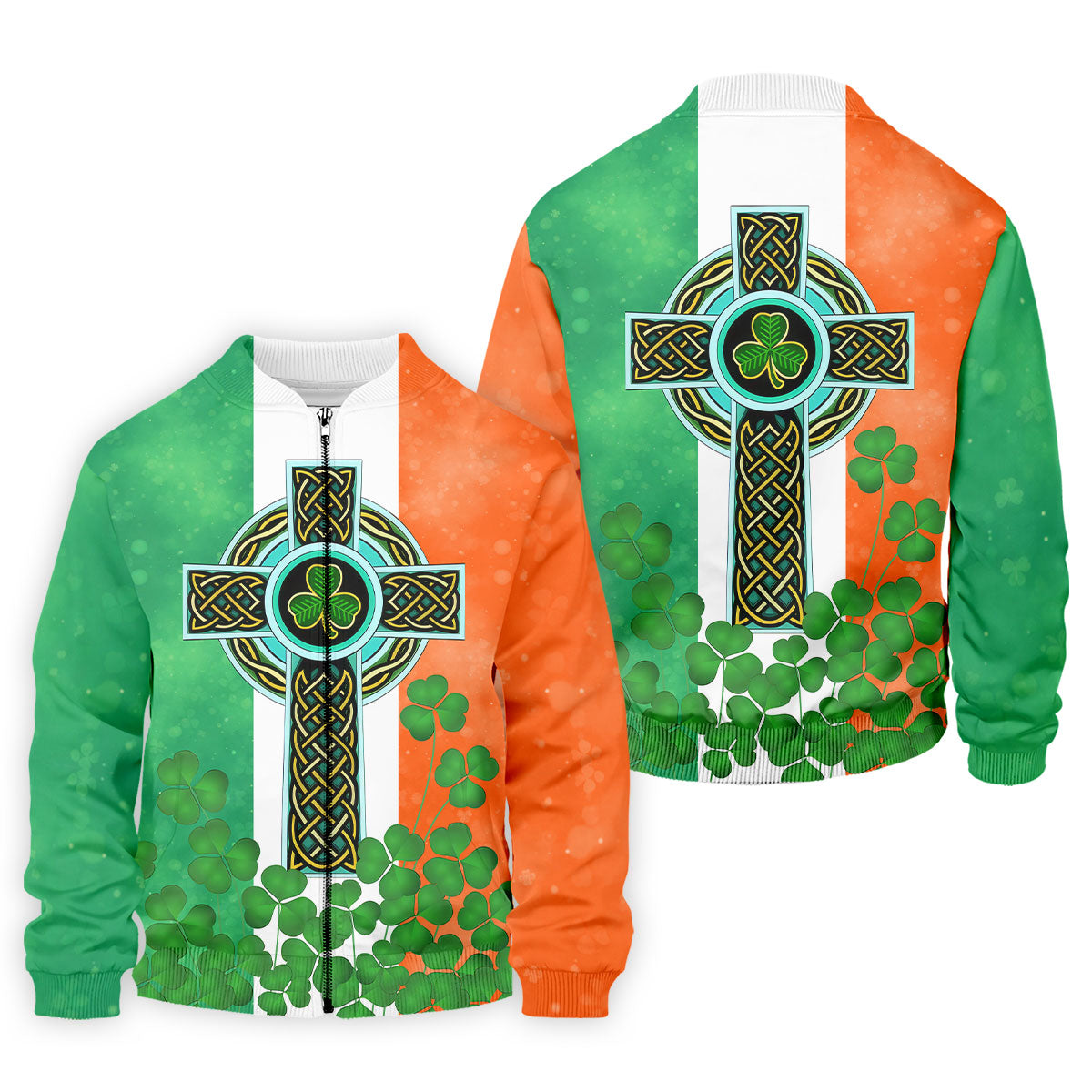 Celtic Cross Knotwork St Patrick's Day Shamrock Golf Shirt, Men's Golf Polo Shirts, Golf Shirts For Men