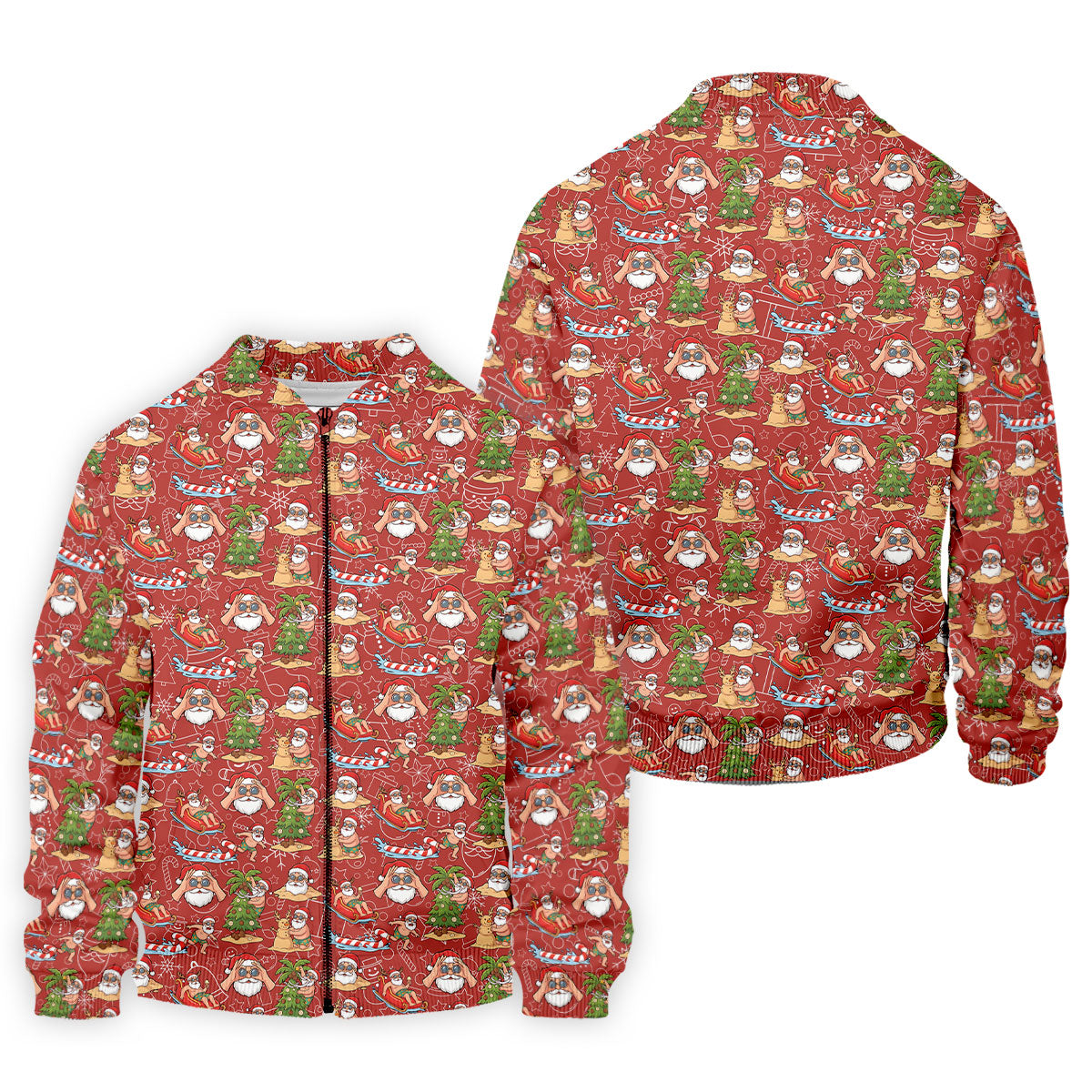 Tropical Santa Summer Christmas Pattern Polo Shirt, Mens Golf Polo, Christmas Shirt