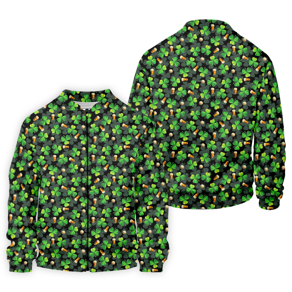 St Patrick's Day Beer Golf Ball Pattern Shamrock Golf Shirt, Polo Shirts For Men, Golf Shirts For Men