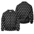 3D Effect Circular Pattern Black Golf Shirt, Cool Golf Outfit, Men's Funny Golf Shirts, Polo Shirts For Men