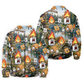 Cartoon Marshmallow, Graham Cracker and Campfire Characters Lake Camping Hawaiian Golf Polo, Golf Tops For Men, Golfing Apparel