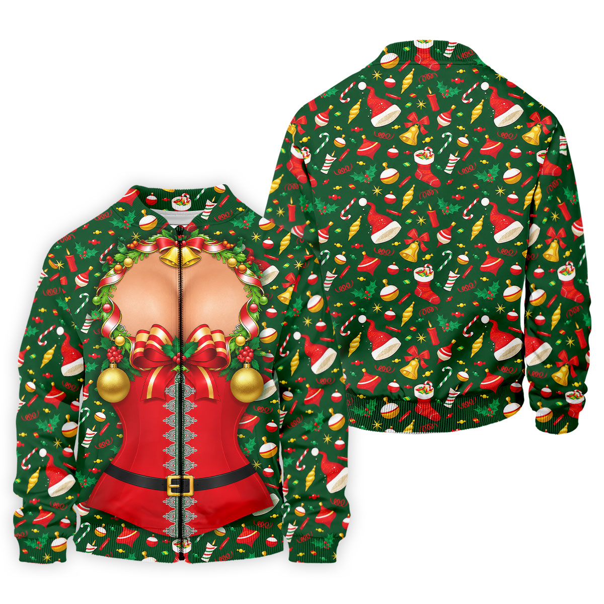 Festive Christmas Corset Bow Golf Polo Shirt, Christmas Golf Shirt, Mens Golf Apparel