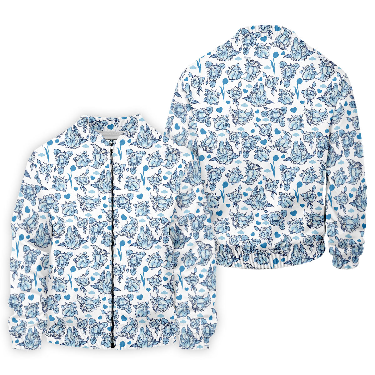 Funny Blue Rose Floral Pattern Men's Golf Shirt, Dirty Humor Polo Shirts For Men, Printed Golf Shirts