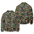 Tropical T Rex Floral Pattern Hawaiian Golf Polo, Golf Tops For Men, Golfing Apparel