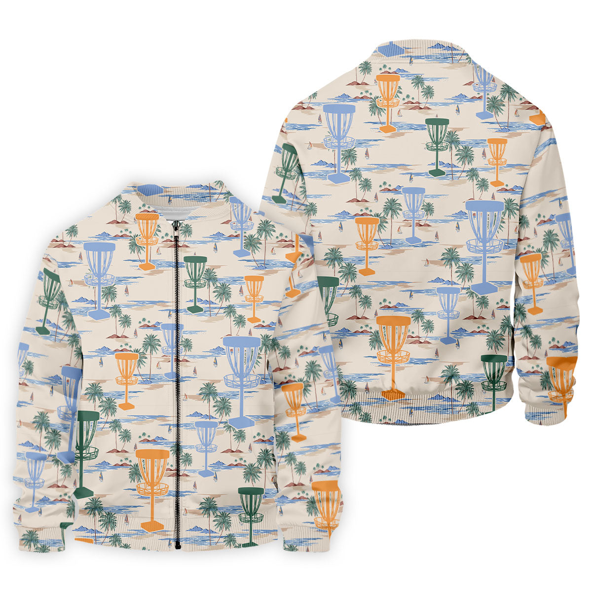 Beach Disc Golf Basket Pattern Polo Shirt, Hawaiian Golf Shirt, Golf Polo Shirts For Men