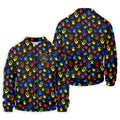 Accept Teach Understand Love Autism Awareness Colorful Handprint Black Golf Shirt, Golf Shirts For Men