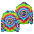 Rainbow Tie Dye Golf Shirt, Psychedelic Spiral Burst Pattern, Golf Shirt For Men
