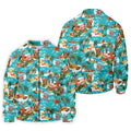 Men's Funny Surfing Santa Hawaiian Golf Shirt, Christmas Golf Shirt, Fun Golf Polo For Men