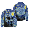 Van Gogh Starry Night Tropical Palm Tree Golf Shirt, Mens Golf Polo, Printed Golf Shirts