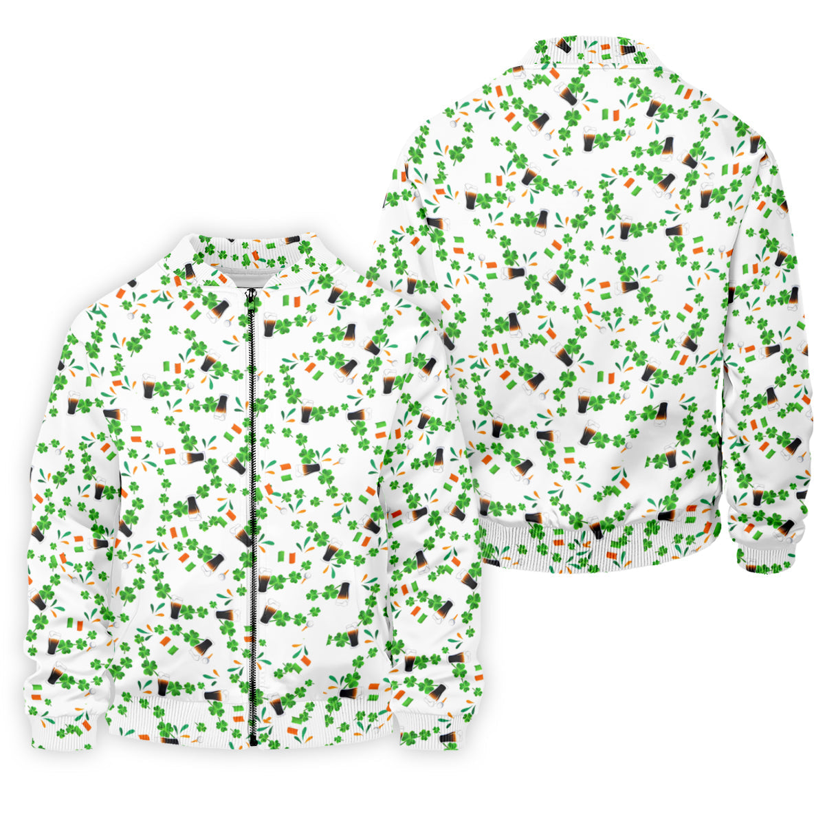 Dark Stout Beer St Patrick's Day Shamrocks White Golf Shirt, Polo Shirts For Men, Golf Shirts For Men