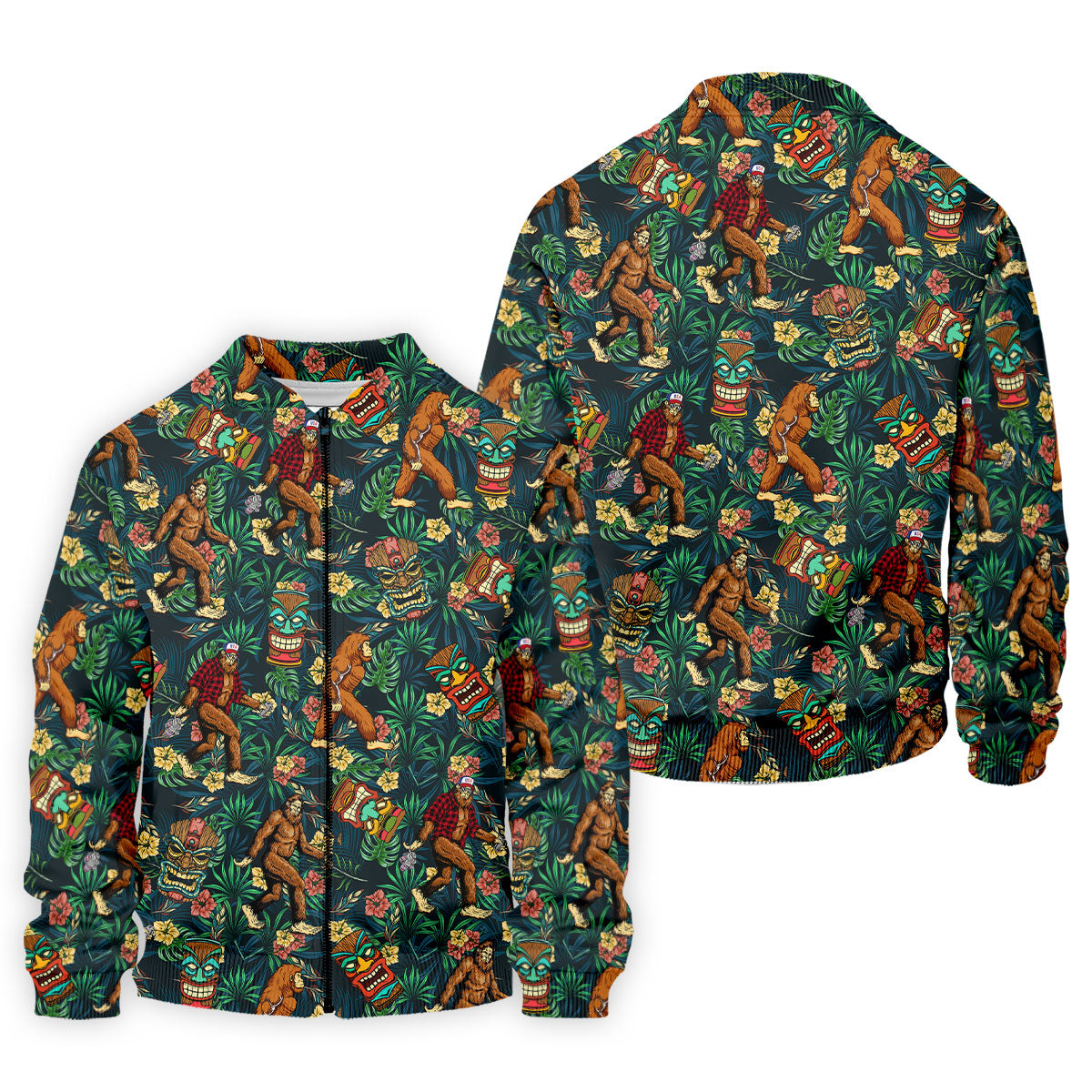 Bigfoot Tropical Tiki Resort Pattern Design Hawaiian Golf Polo, Golf Tops For Men, Golfing Apparel