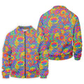 Vintage Psychedelic Floral Pattern Hawaiian Golf Shirt, Mens Golf Shirts, Golf Polo Shirts For Men