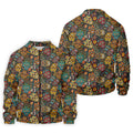 Colorful Sugar Skull Halloween Polo Shirt, Golf Shirts For Men, Golf Apparel For Men