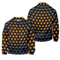 3D Effect Circular Pattern Orange Golf Shirt, Cool Golf Outfit, Men's Funny Golf Shirts, Polo Shirts For Men