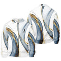 Elegant Blue Gray and Gold Swirl Pattern Hawaiian Golf Polo, Golf Tops For Men, Golfing Apparel