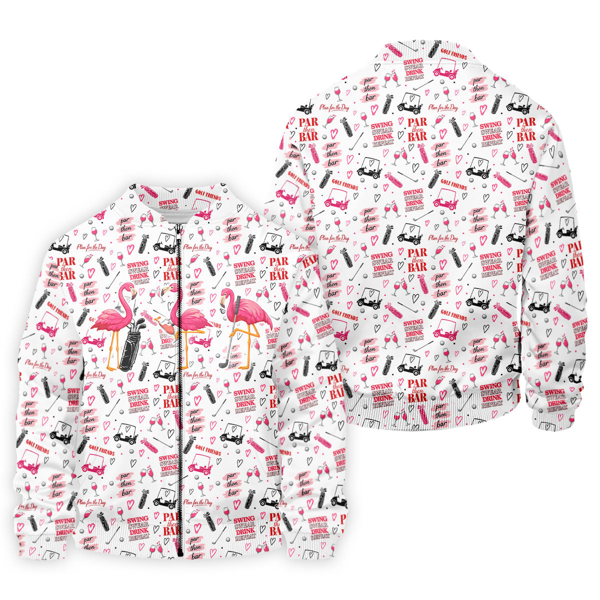 Par Then Bar Flamingo Golf Shirt, Tropical Party Polo Shirts For Men, Golf Shirts For Men