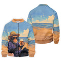 Beach Monkey Sky Sand Hawaiian Golf Polo, Golf Tops For Men, Golfing Apparel