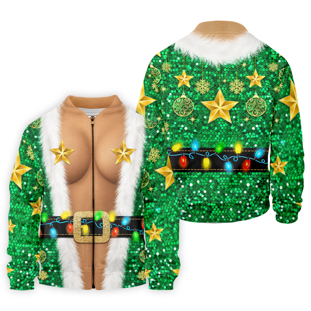 Green Santa Gold Stars Christmas Golf Shirt, Mens Golf Shirts, Mens Polo Shirts