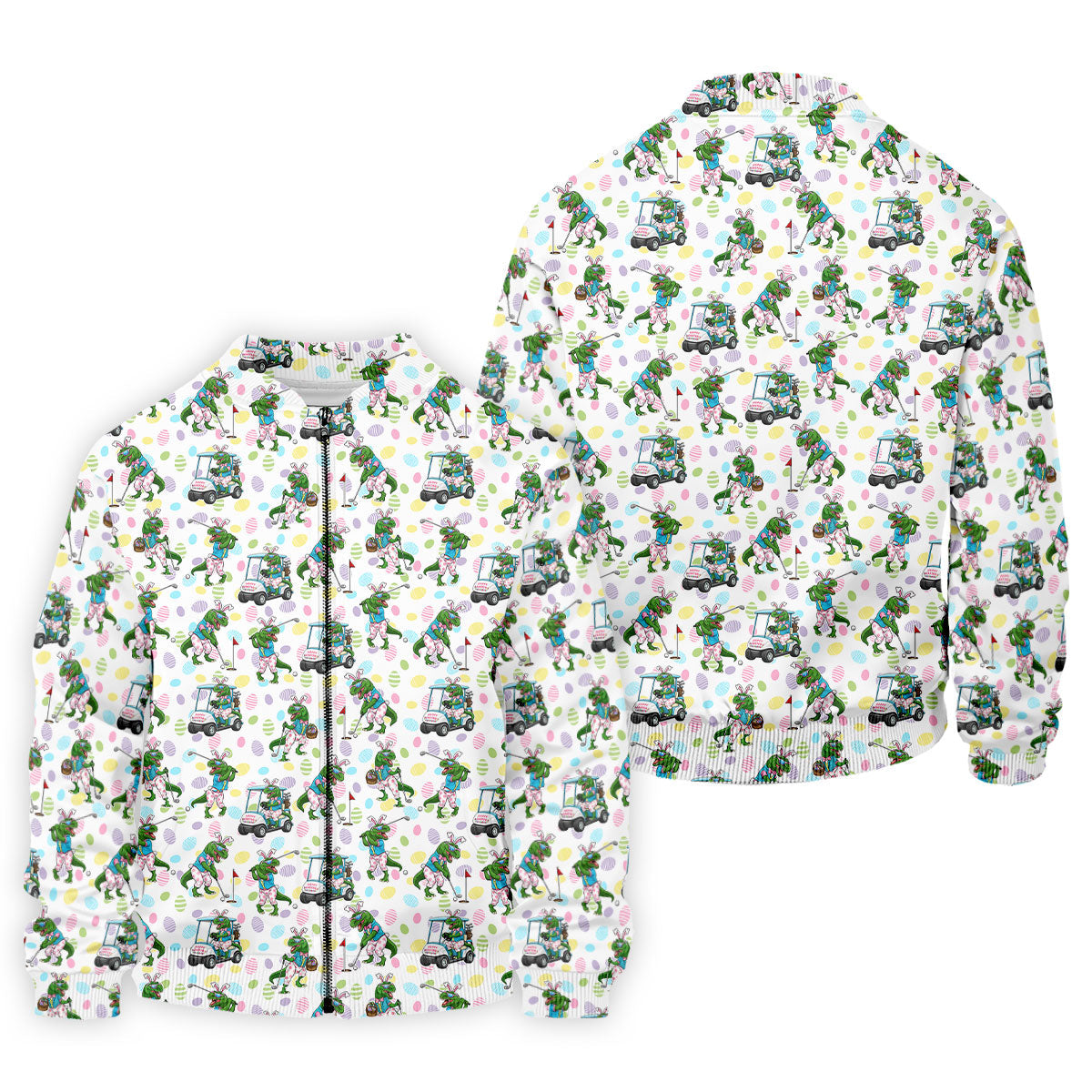 T-Rex Bunny Colorful Easter Egg Men's Funny Golf Shirts, Golf Shirts For Men, Polo Shirts For Men