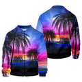Palm Tree Beach Sunset Golf Shirt, Mens Golf Polo, Printed Golf Shirts, Golf Apparel For Men