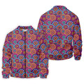 Colorful Mandala Floral Pattern Zip Hoodie, Graphic Zip Hoodie, Hooded Sweatshirt For Men