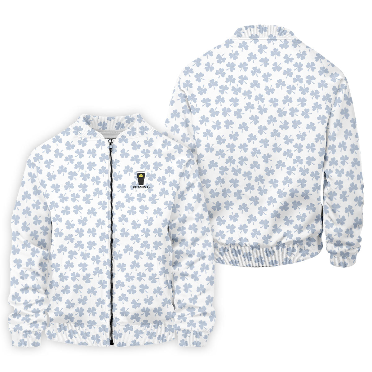 Vitamin G Shamrock Pattern Golf And Beer White Golf Shirt, St Patrick's Day Golf Shirt, Polo Shirts For Men