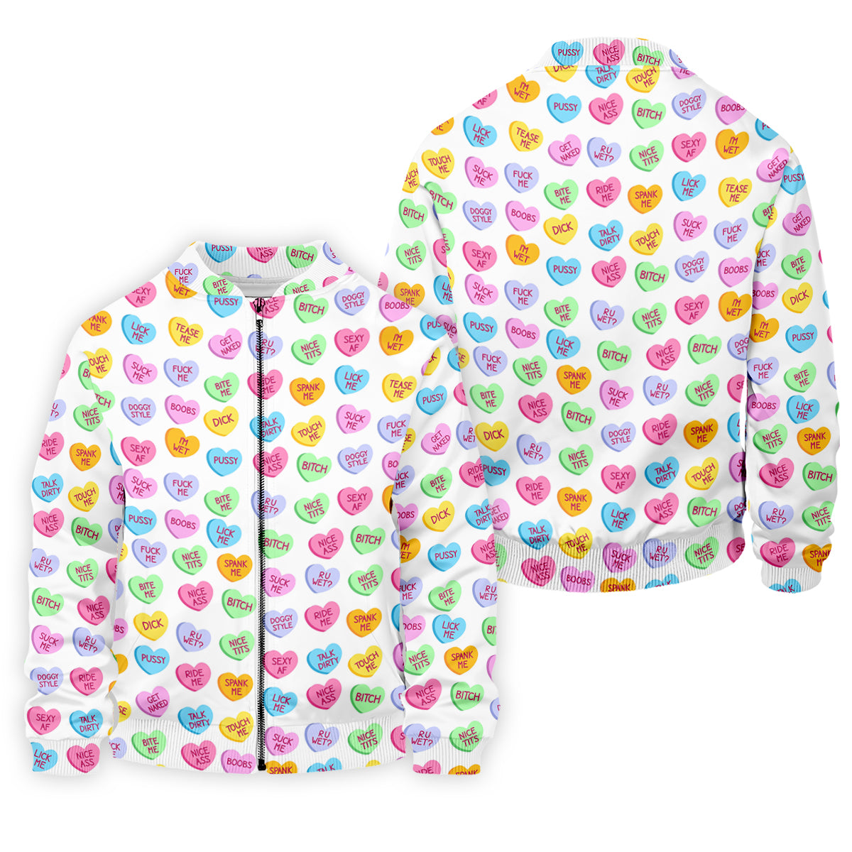 Naughty Conversation Hearts Fun Golf Shirts For Men, Valentines Golf Gift, Dirty Candy Heart Polo Shirts For Men