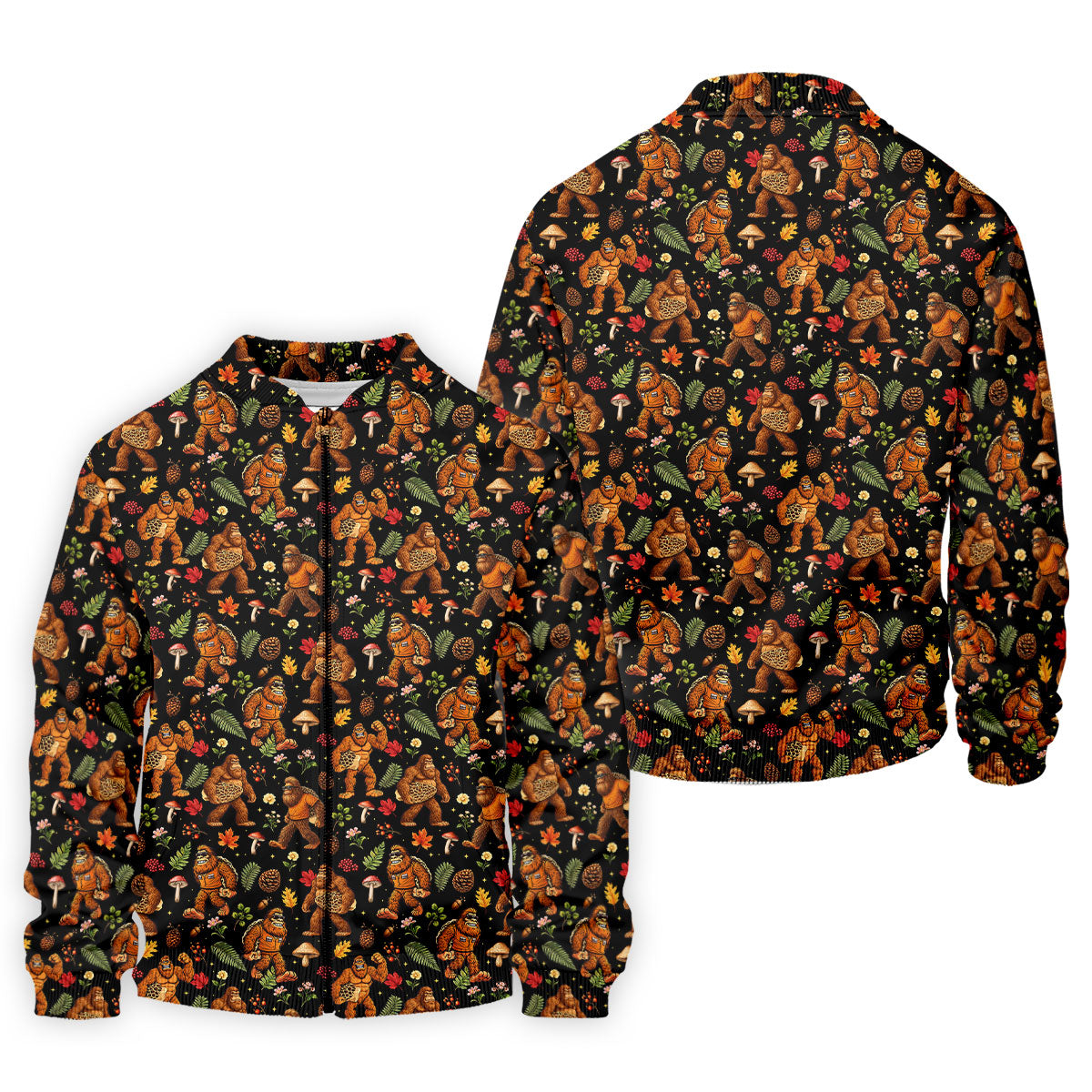Autumn Bigfoot Forest Pattern Polo Shirt, Mens Golf Apparel, Hawaiian Golf Shirt, Printed Golf Shirts