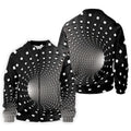 3D Vortex Golf Shirt, Black White Optical Illusion Tunnel Pattern, Golf Shirt For Men