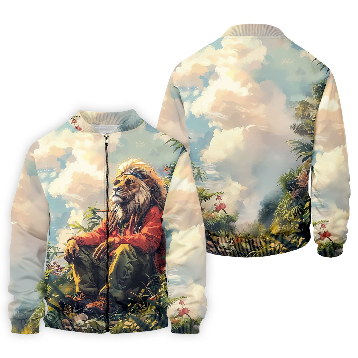 Lion Dreamscape Mist Hawaiian Golf Polo, Golf Tops For Men, Golfing Apparel