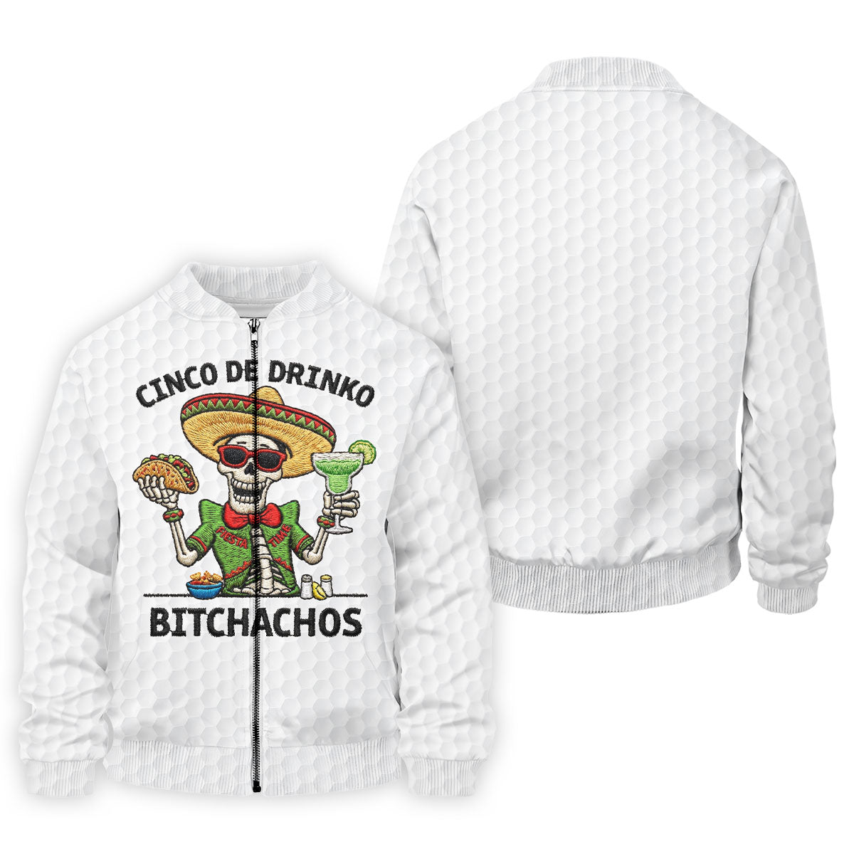 Skeleton Holding Taco And Margarita Hawaiian Golf Polo, Golf Tops For Men, Golfing Apparel