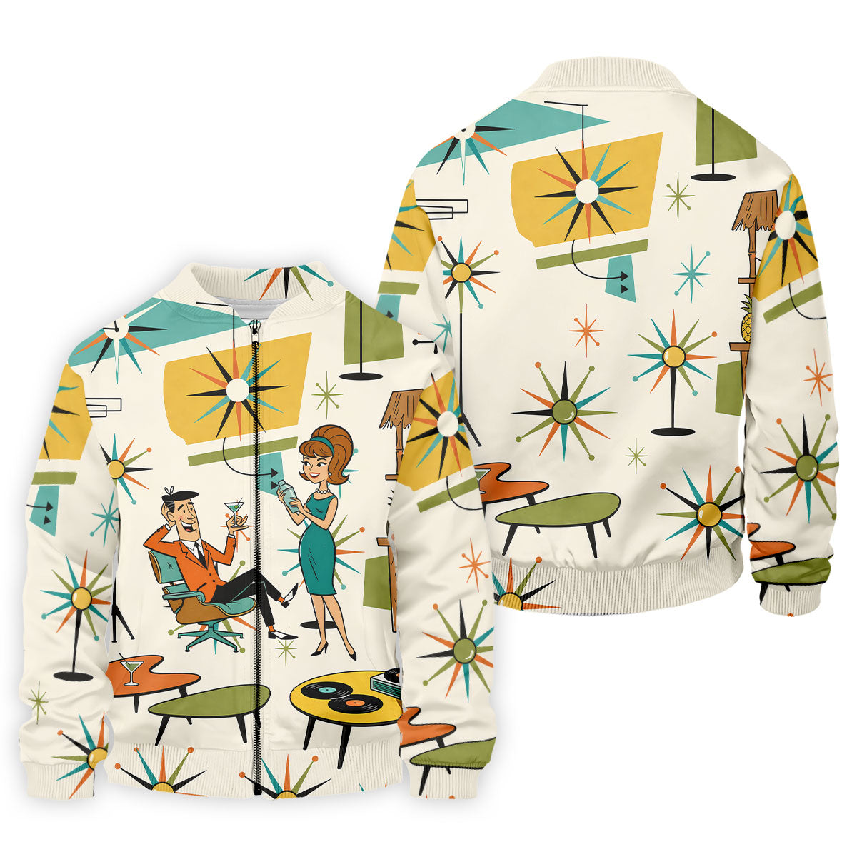 Atomic Cocktail Lounge Retro Hawaiian Golf Shirt, Men's Golf Shirt, Polo Shirts For Men