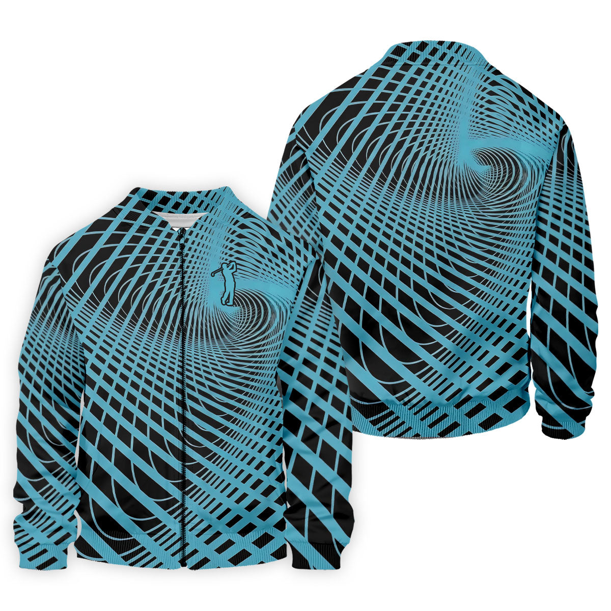 Swirling Vortex Black And Light Blue Golf Shirts For Men, Polo Shirts For Men, Golfing Apparel