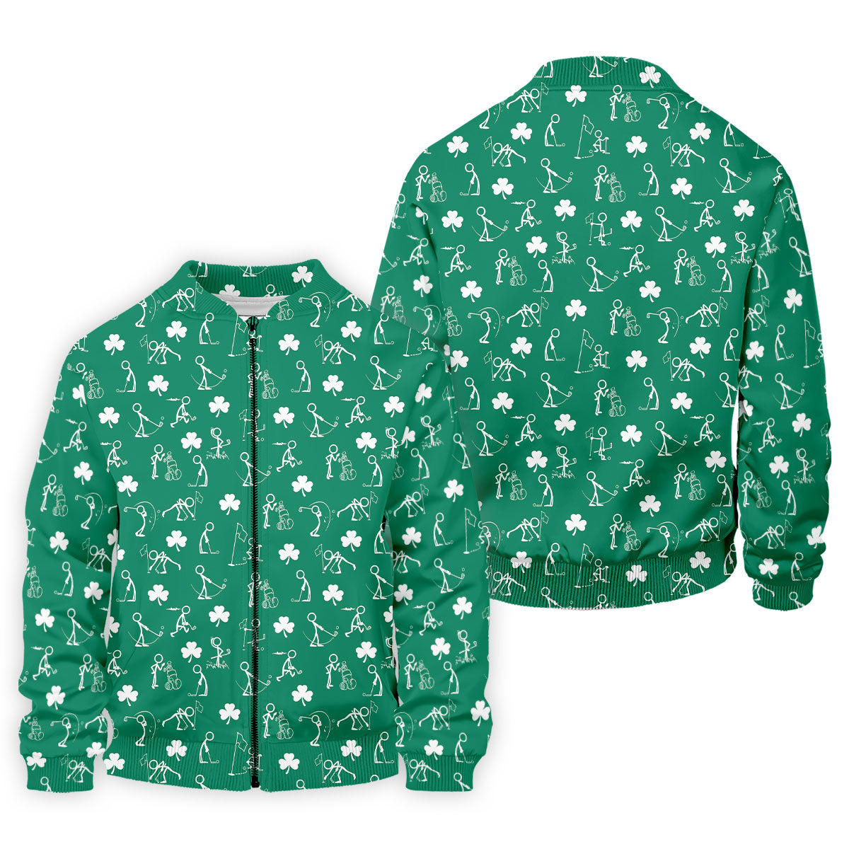 Stick Figure Golf Pose St Patrick's Day Shamrock Green Golf Shirt, Polo Shirts For Men, Golf Shirts For Men