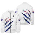 Golf Ball Pattern Australia Flag Print Scratch Effect Men's Golf Top, Golf Shirts For Men
