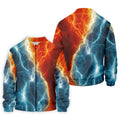 Lightning Fire And Ice Split Golf Polo Shirt, Golf Shirts For Men, Mens Golf Polo