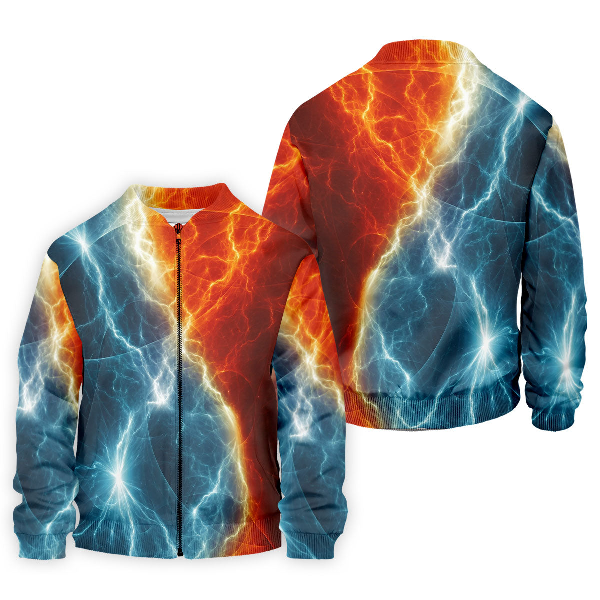 Lightning Fire And Ice Split Golf Polo Shirt, Golf Shirts For Men, Mens Golf Polo