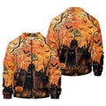 Spooky Black Cat Halloween Golf Polo Shirt, Men's Golf Shirts, Hawaiian Golf Shirt