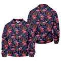 Dark Tropical Pink Flamingo Pattern Golf Shirt, Mens Polo Shirts, Hawaiian Golf Shirt, Printed Golf Shirts
