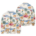 Tropical Shiba Inu Beach Pattern Hawaiian Golf Polo, Golf Tops For Men, Golfing Apparel