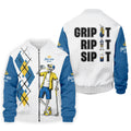 Fore-Ona Extra Blue Yellow Skeleton Golfer Beer Polo Shirt, Mens Golf Polo, Golf Apparel For Men