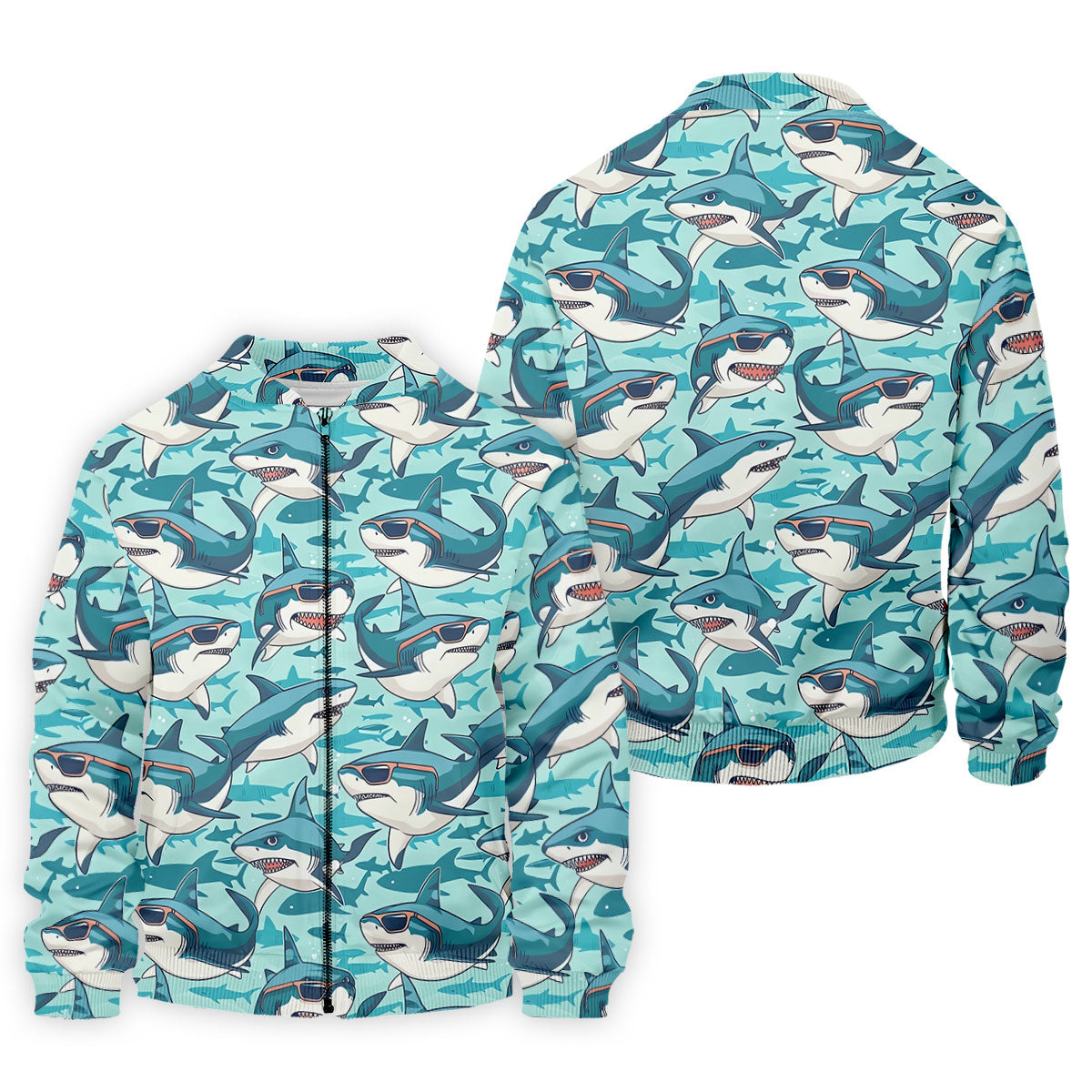 Animated Shark Hawaiian Golf Shirt, Men's Funny Golf Shirts, Golf Shirts For Men