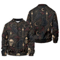 Gothic Raven Black Cat Skull Halloween Polo Shirt, Golf Shirts For Men, Mens Golf Apparel