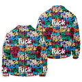 Bold Colorful Fuck Graffiti Typography Golf Shirt, Men's Golf Shirt, Golf Apparel For Men
