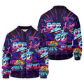 80s Retro Party Golf Shirt, Neon Synthwave Sunset Pattern, Golf Shirt For Men