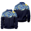 Van Gogh Inspired Starry Night Forest Hawaiian Golf Polo, Golf Tops For Men, Golfing Apparel