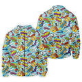 Comic Pattern Hawaiian Golf Shirt, Retro Style Men's Golf Shirt, Polo Shirts For Men